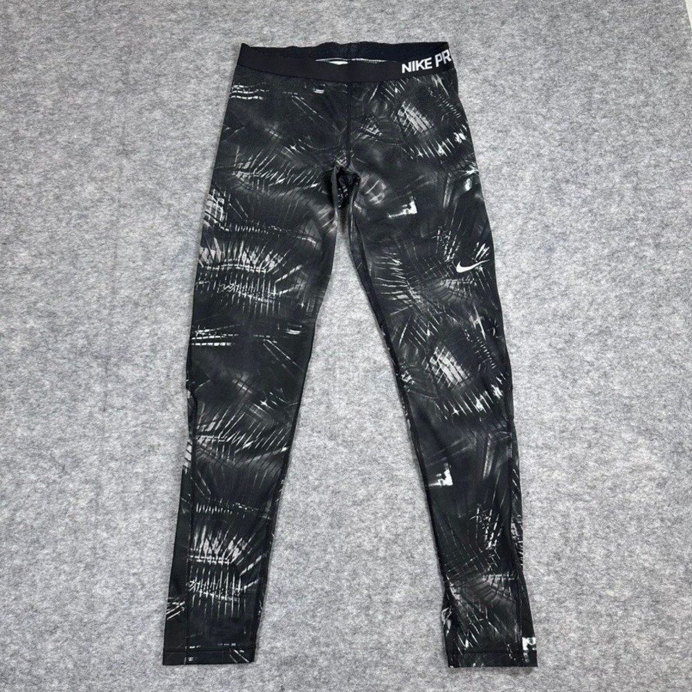 Nike Pro Womens Medium‎ Leggings Black White Abstract Print Compression